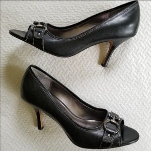 Anne Klein Black Open Toe Heels - size 7.5